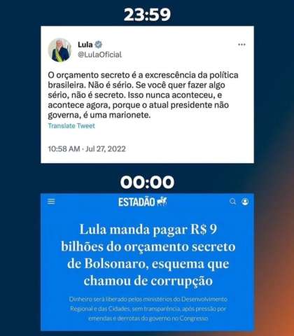 Quem mente: Lula candidato ou Lula presidente?