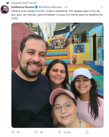 Guilherme Boulos posta foto em Natal e causa polêmica com seguidores: 