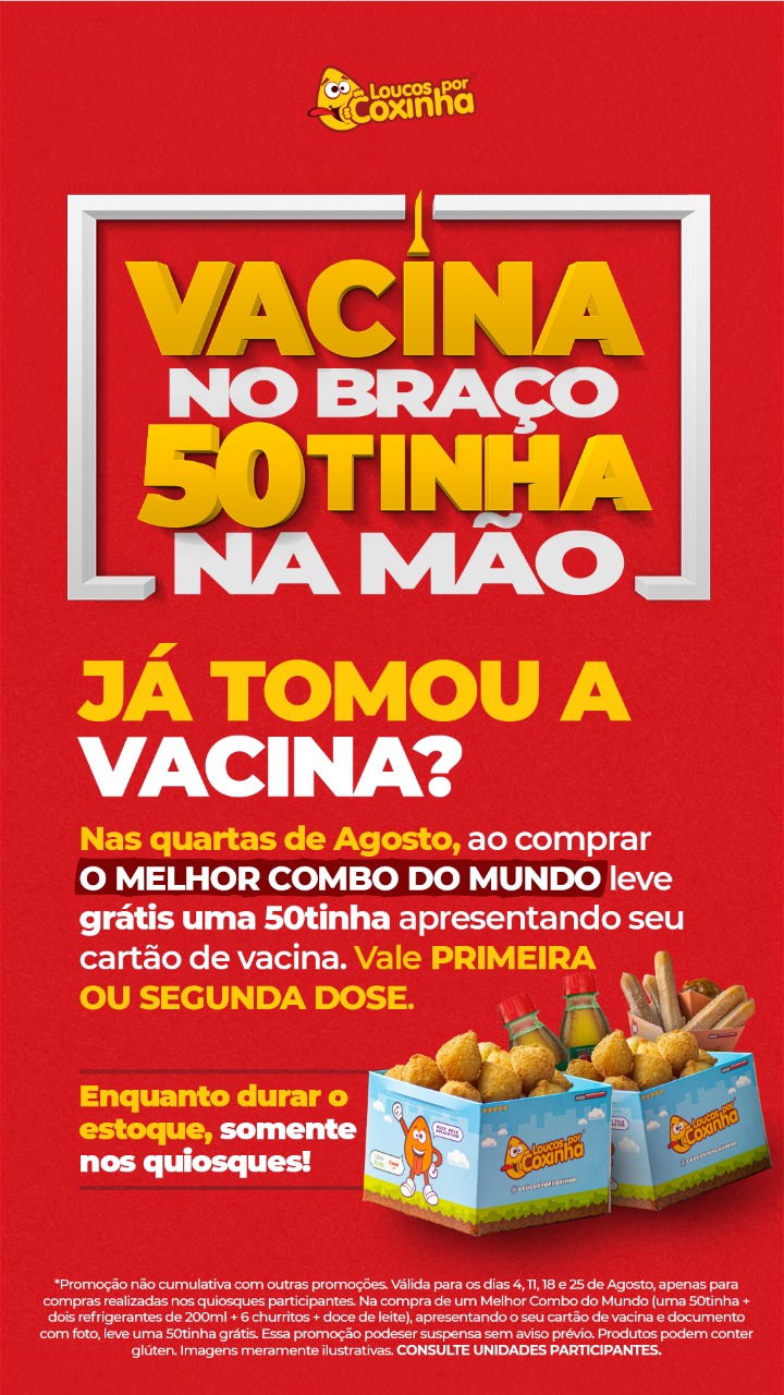 Loucos por Coxinha lança promoção para vacinados