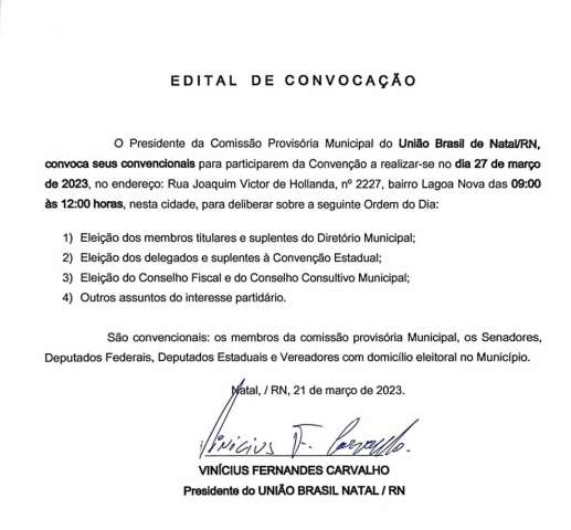 Convocação da União Brasil