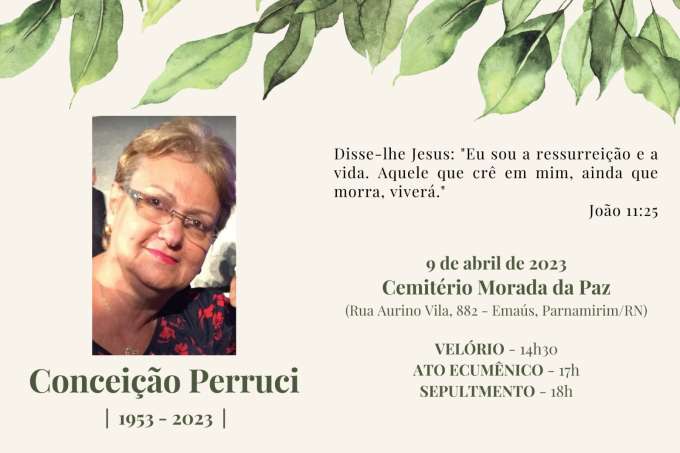 Velório e sepultamento de Conceição Perruci, mãe do jornalista Breno Perruci