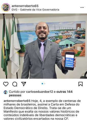 Comédia: Antenor assina Carta pelo Estado Democrático de Direito