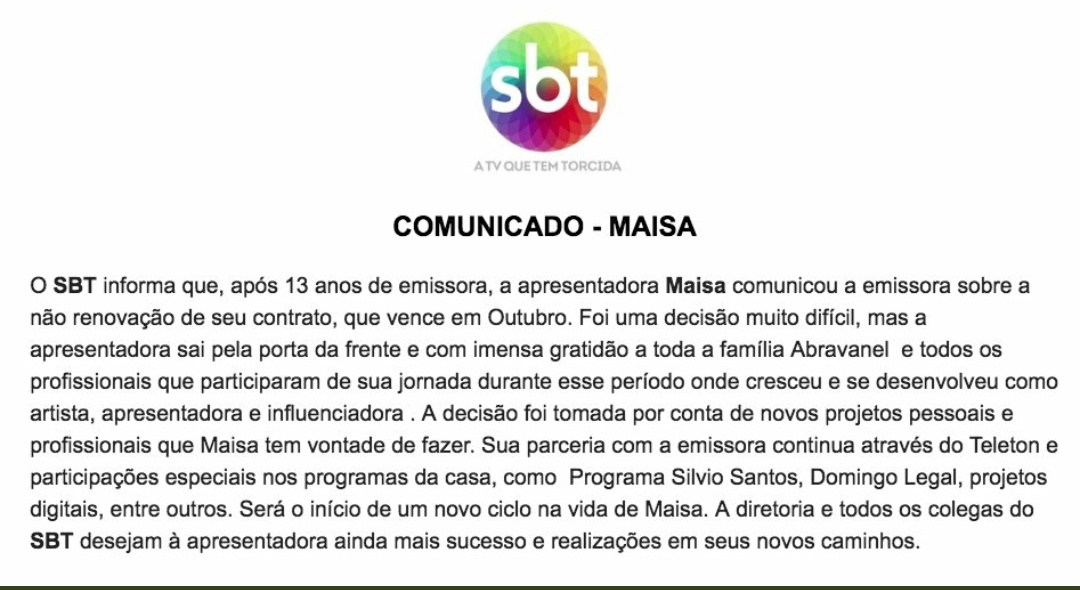 Queridinha de Sílvio Santos, Maísa Silva se despede do SBT