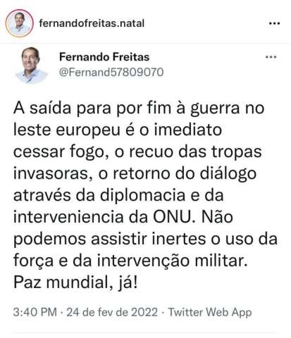 Candidato do PCdoB a prefeitura de Natal acha solução para conflito Rússia x Ucrânia
