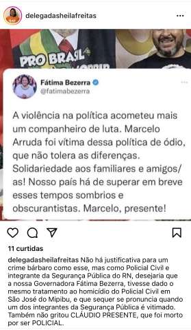 Cláudio presente: Delegada Sheila responde Fátima Bezerra