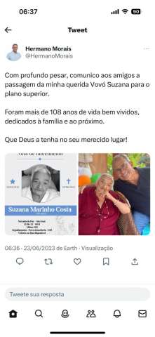 Morre, aos 108 anos, avó do deputado Hermano Morais