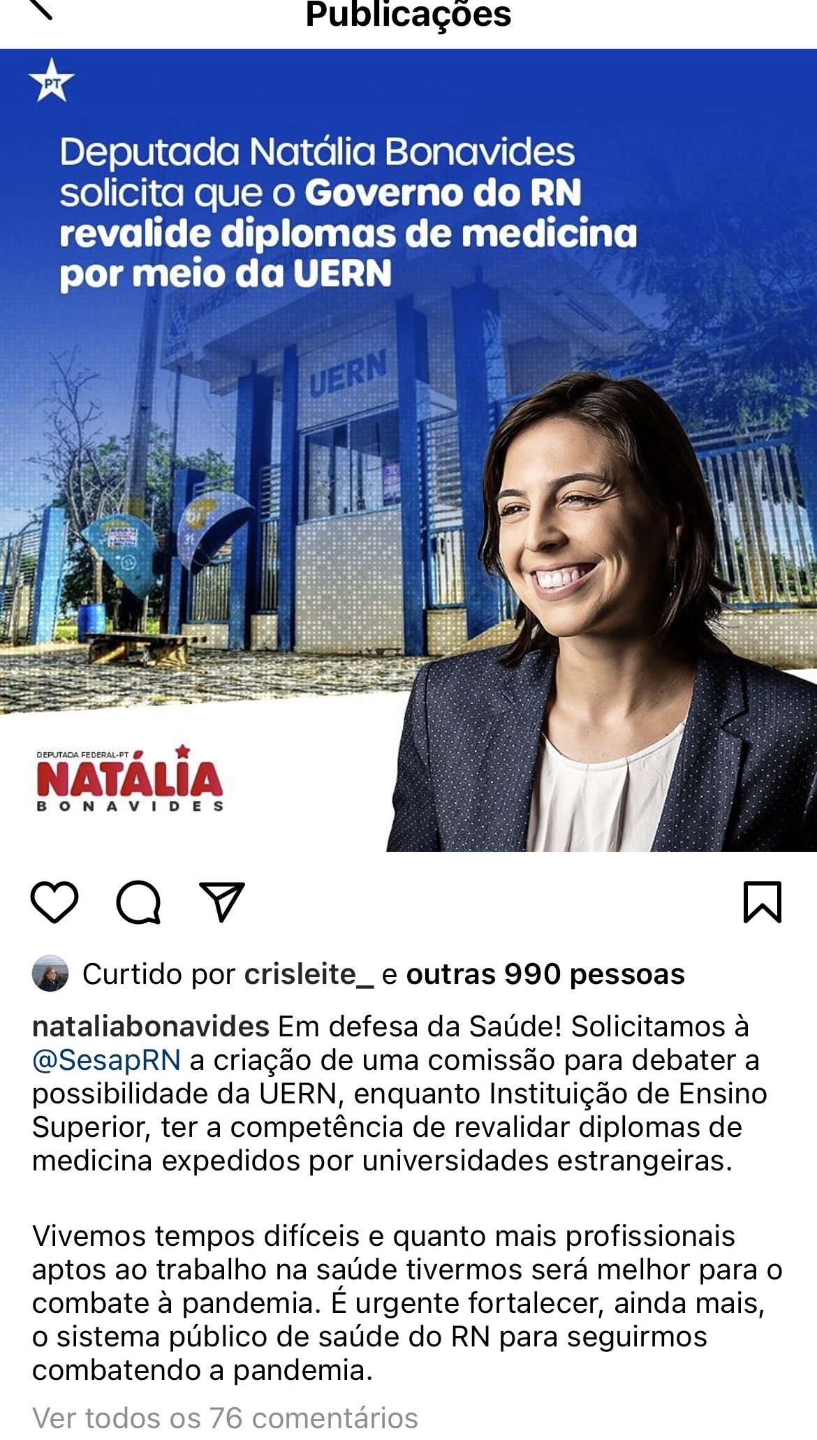 Irresponsabilidade: Natália quer UERN revalidando diploma de medicina estrangeiro
