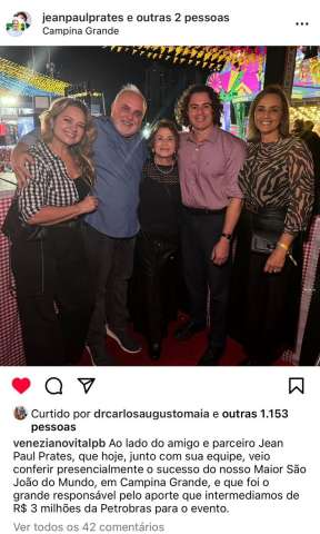 Jean-Paul manda R$ 3 milhões para o São João de Campina Grande